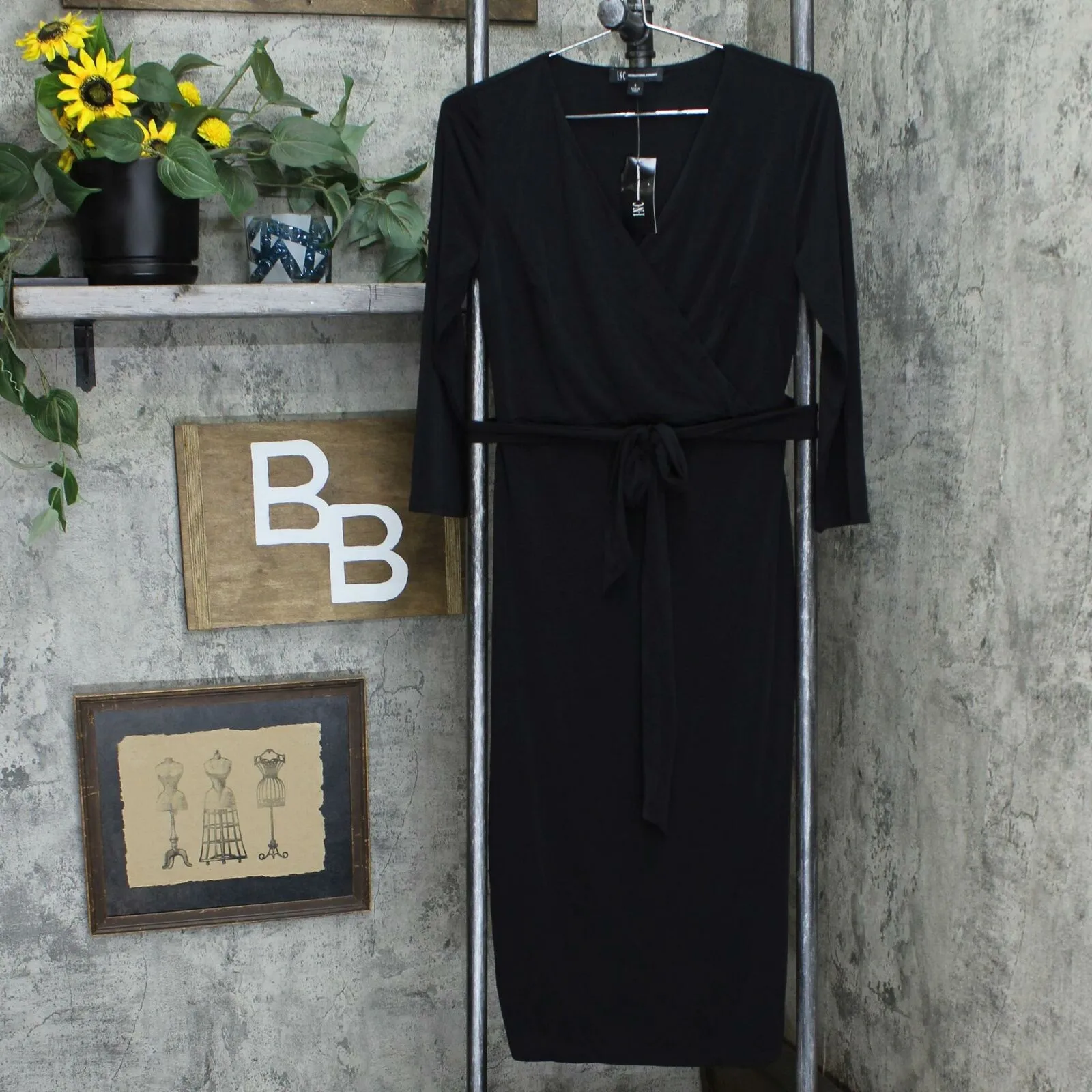 NWT INC International Concepts Women's Side Tie Faux Wrap Dress. 100075503 Small