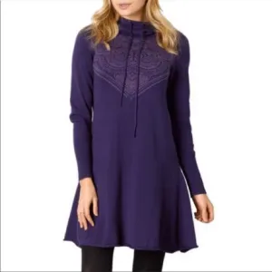 NWT prAna Coco Hooded Sweater Dress Purple Sz M