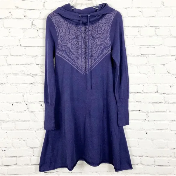 NWT prAna Coco Hooded Sweater Dress Purple Sz M
