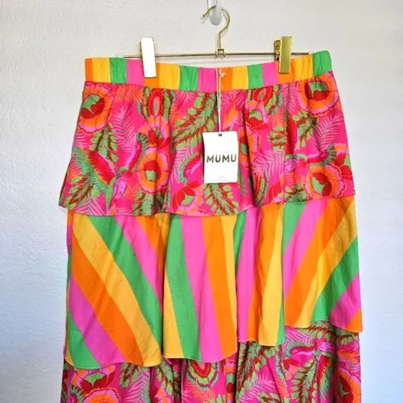 NWT Show Me Your Mumu | Full Swing Skirt Colorful Tiered Long Maxi, Women's XXL