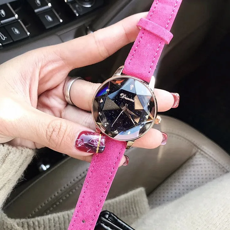 Octagonal Mirror Starry Sky Dial Women's Watch