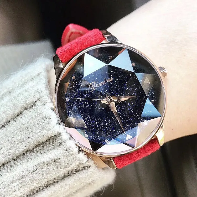 Octagonal Mirror Starry Sky Dial Women's Watch