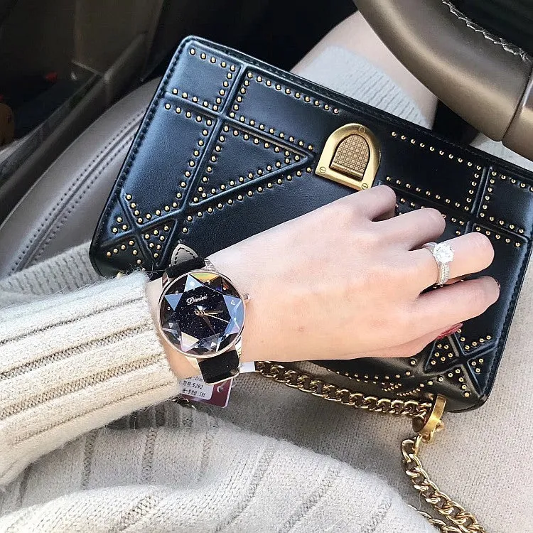 Octagonal Mirror Starry Sky Dial Women's Watch