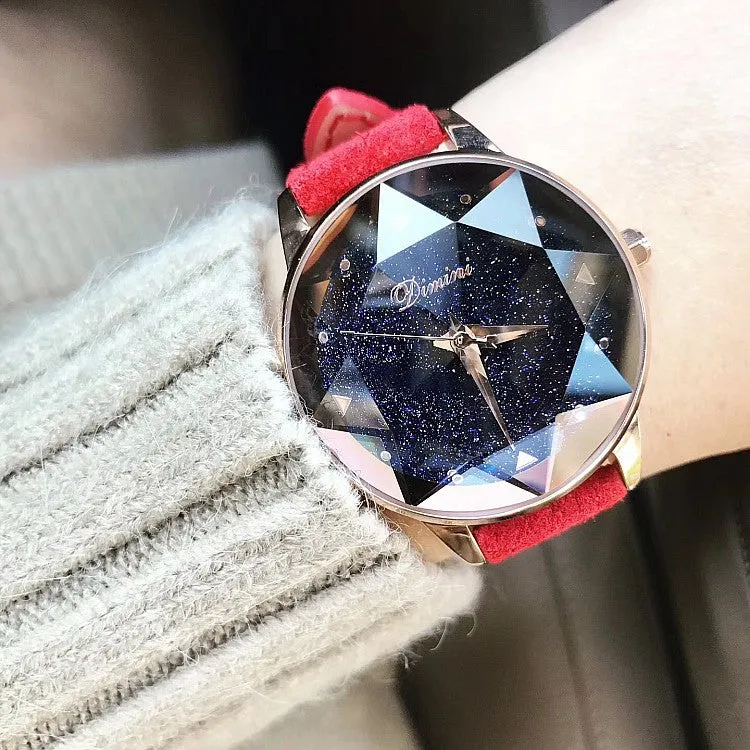 Octagonal Mirror Starry Sky Dial Women's Watch