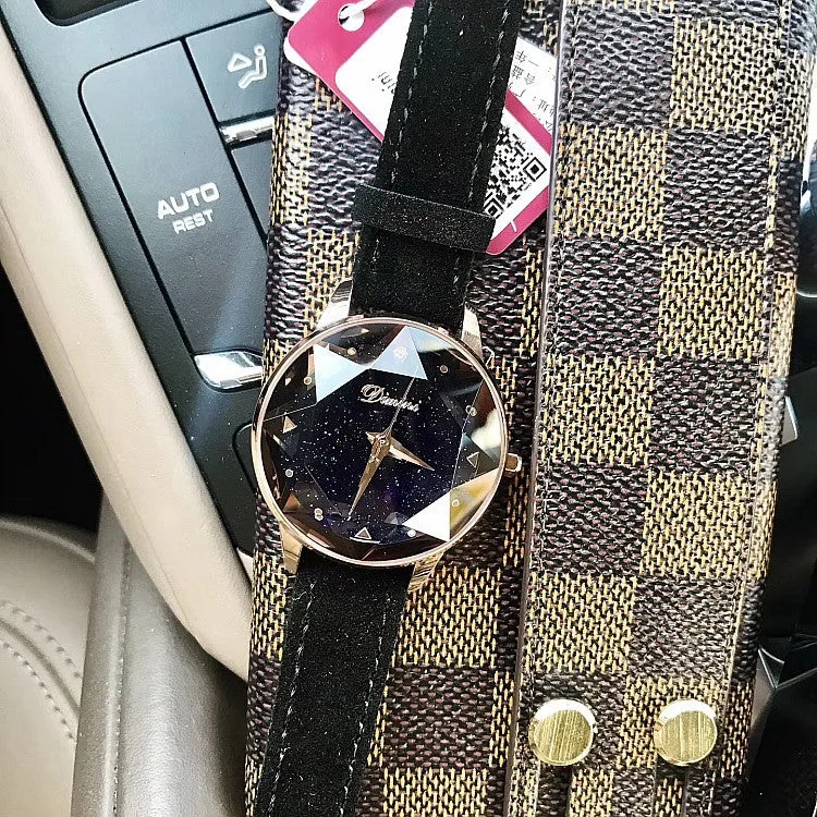 Octagonal Mirror Starry Sky Dial Women's Watch