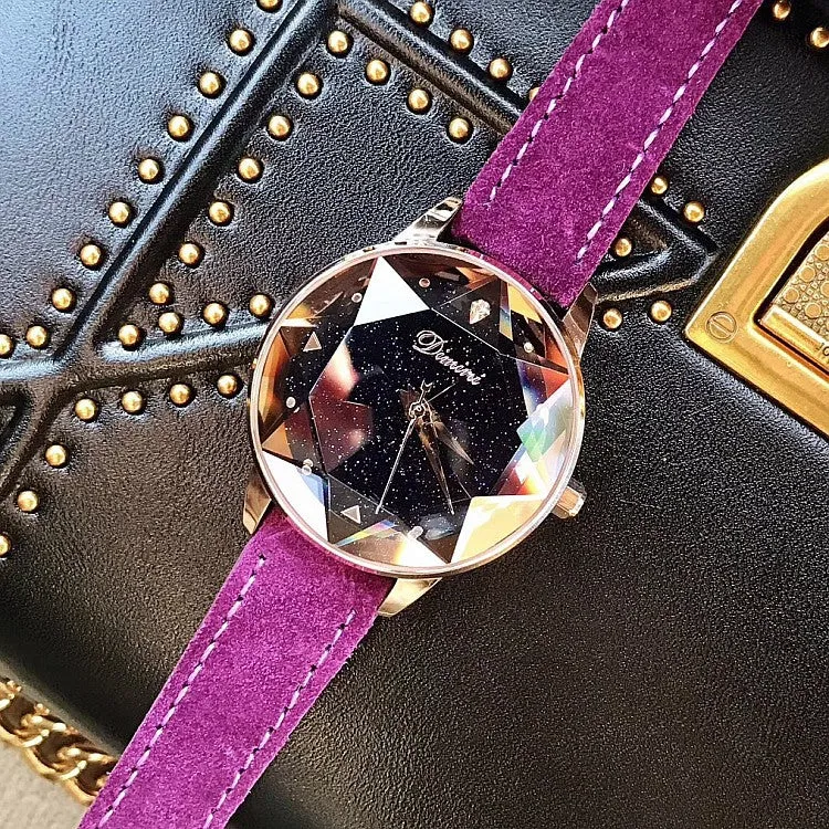 Octagonal Mirror Starry Sky Dial Women's Watch