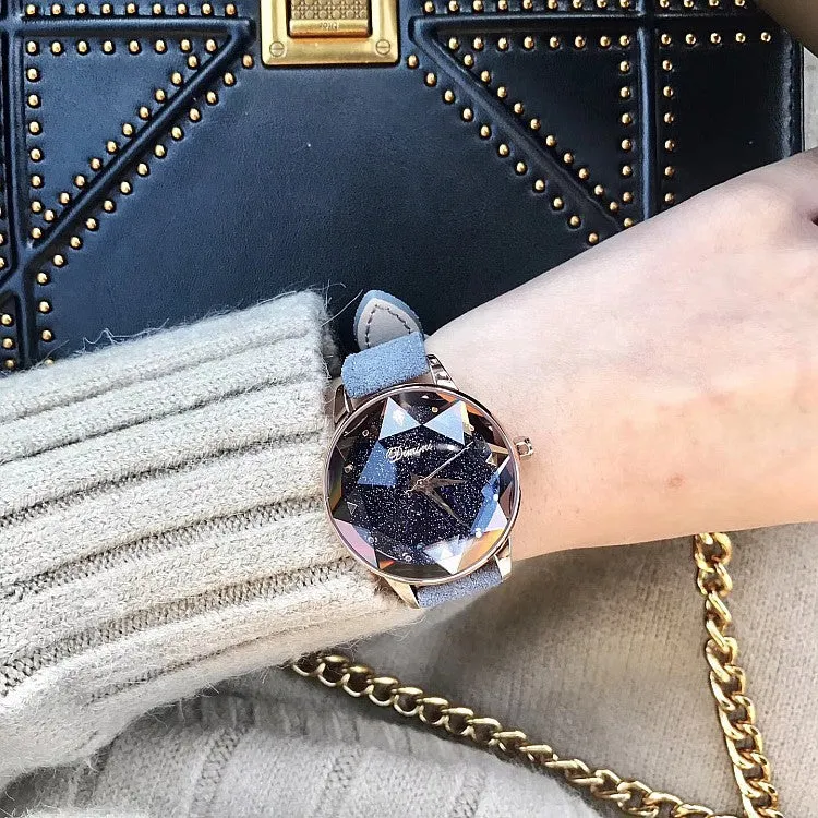 Octagonal Mirror Starry Sky Dial Women's Watch