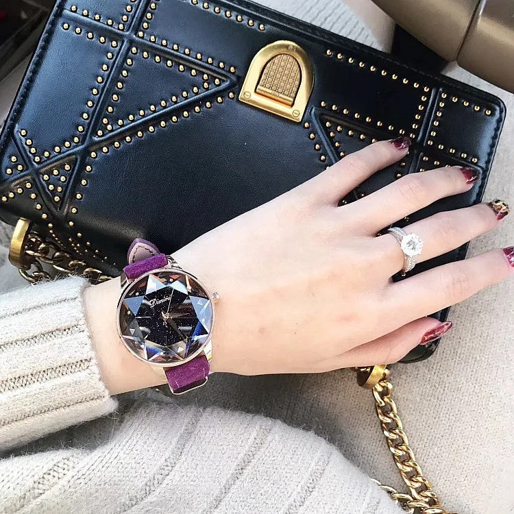 Octagonal Mirror Starry Sky Dial Women's Watch