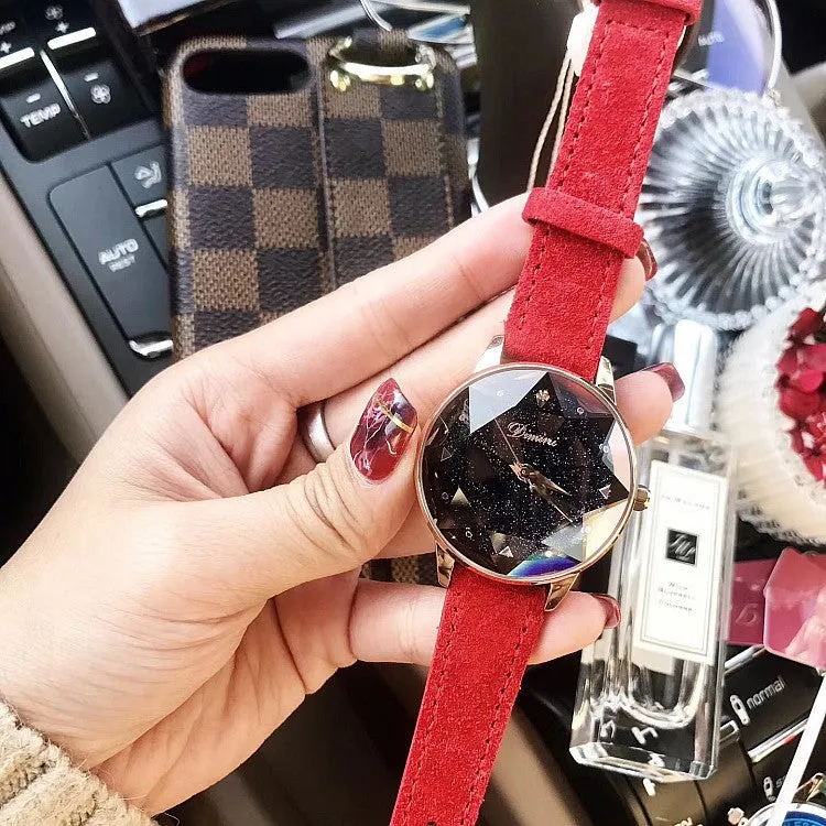 Octagonal Mirror Starry Sky Dial Women's Watch