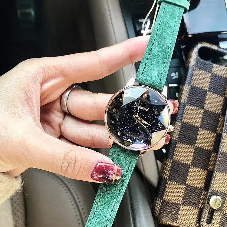 Octagonal Mirror Starry Sky Dial Women's Watch