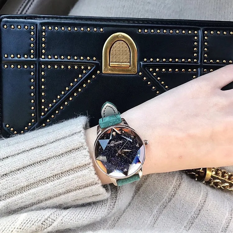 Octagonal Mirror Starry Sky Dial Women's Watch