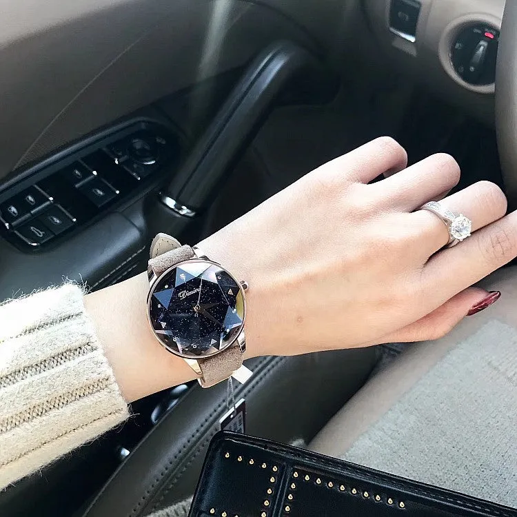 Octagonal Mirror Starry Sky Dial Women's Watch