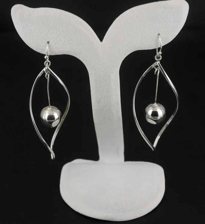 One Pair Sterling Silver Twist Dangle Earrings