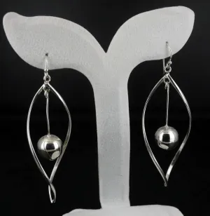 One Pair Sterling Silver Twist Dangle Earrings