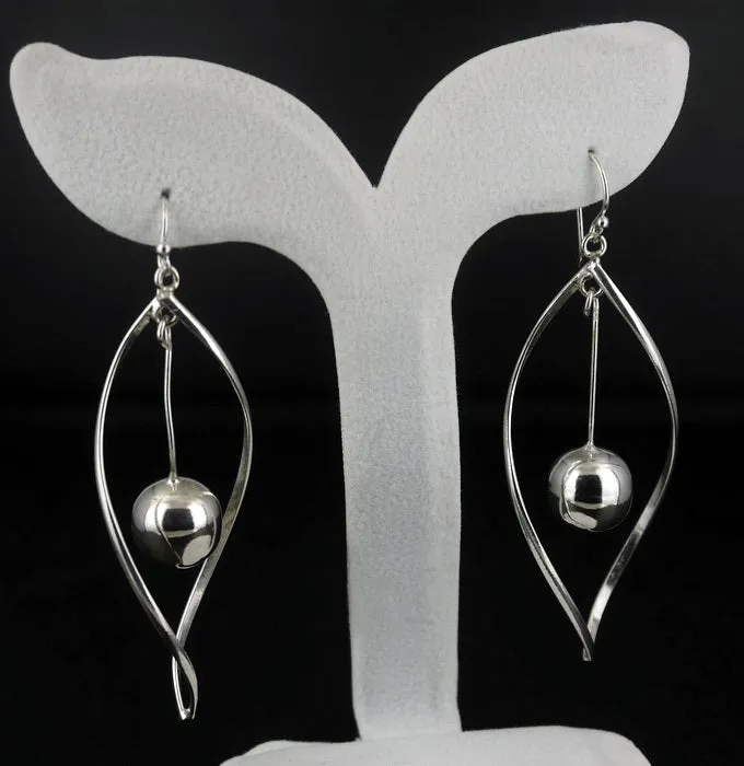 One Pair Sterling Silver Twist Dangle Earrings