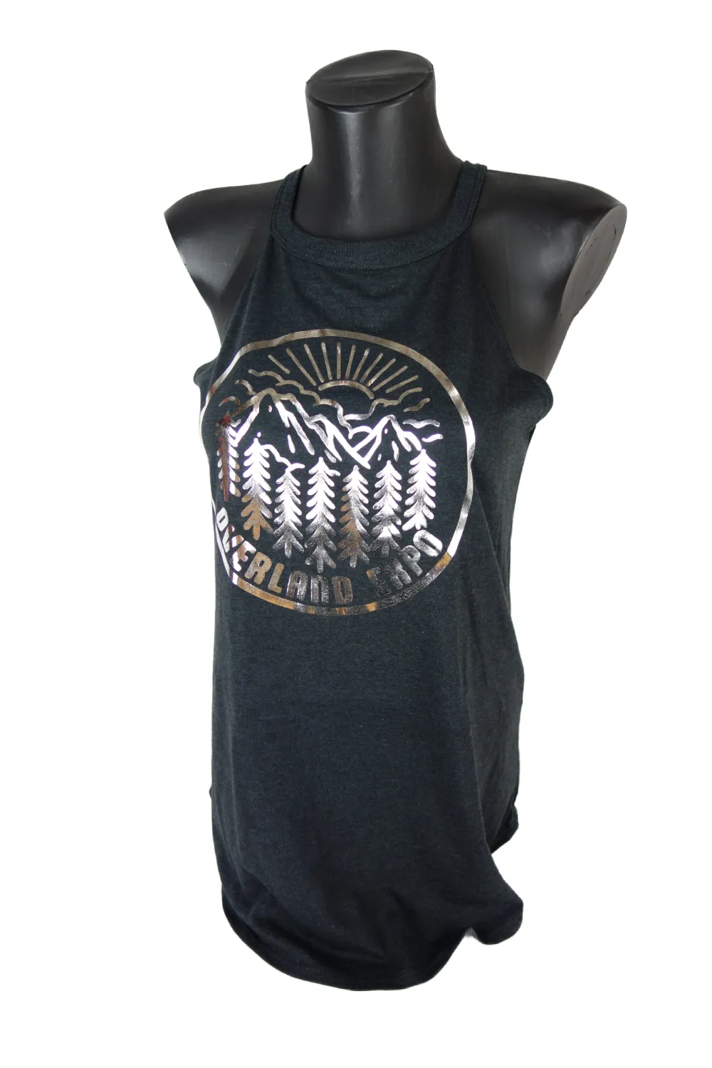 Overland Expo - Shiny Women's Racer Back Tank Top - Black