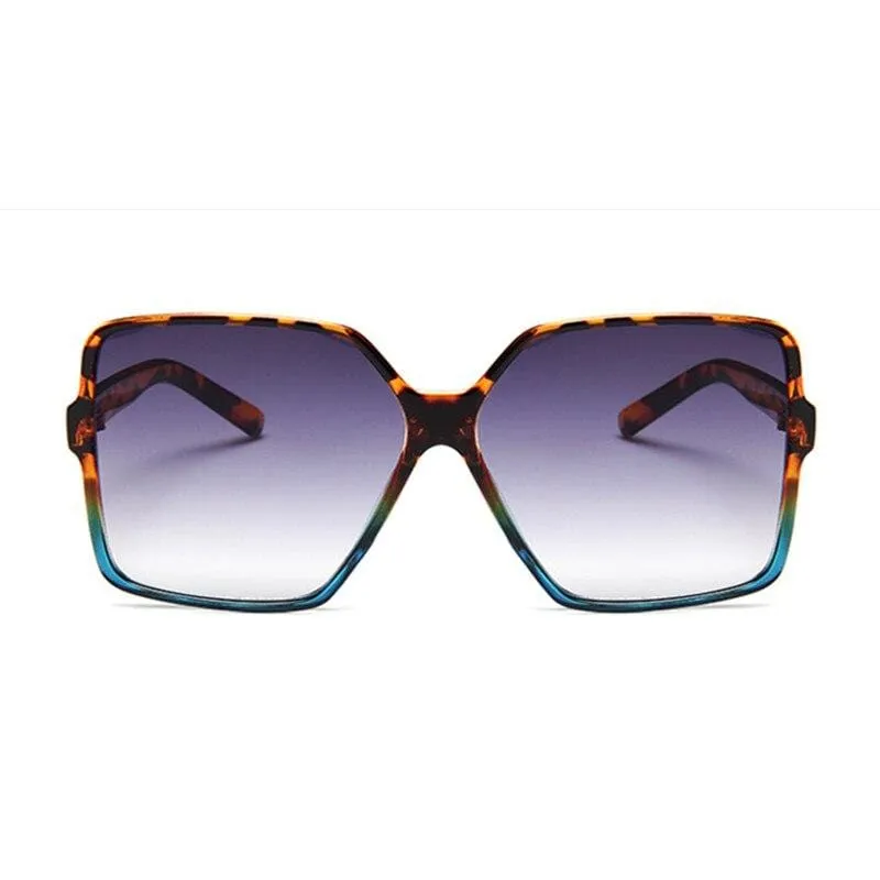 Oversize Gradient Merk Designer leopard Sunglasses Square Goggle Classic Alloy Frame glasses