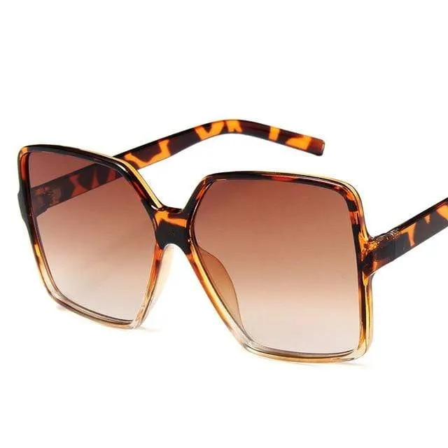 Oversize Gradient Merk Designer leopard Sunglasses Square Goggle Classic Alloy Frame glasses