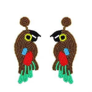 Parrot Beaded Creative Colorful Dangle Earrings For Women's
