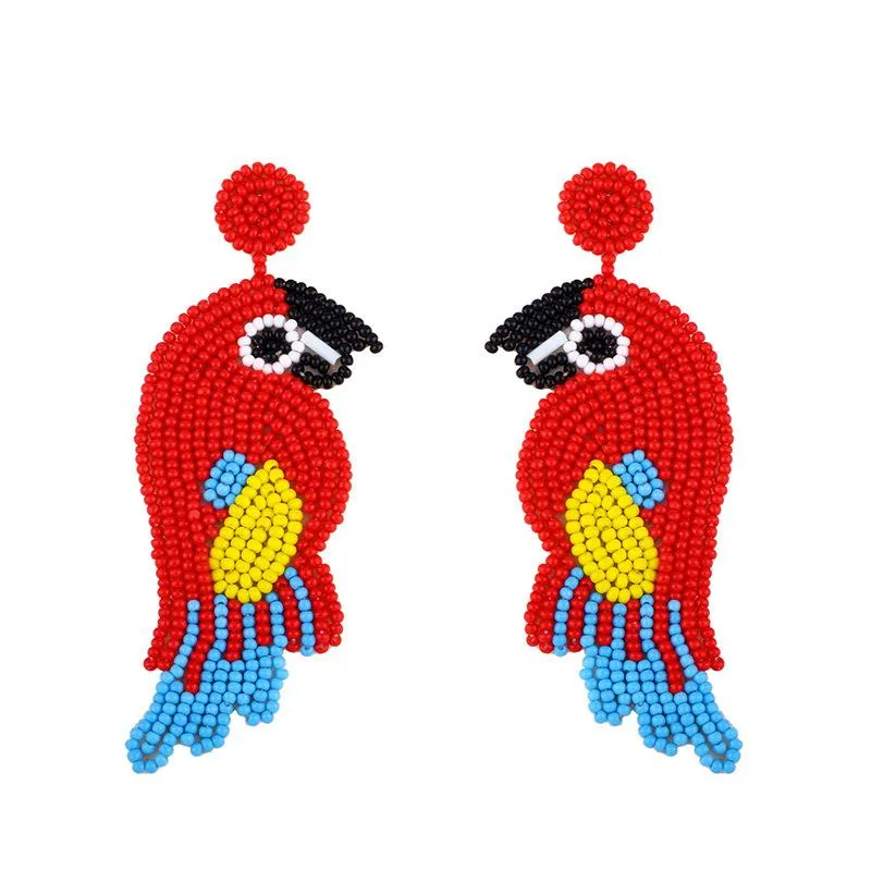 Parrot Beaded Creative Colorful Dangle Earrings For Women's