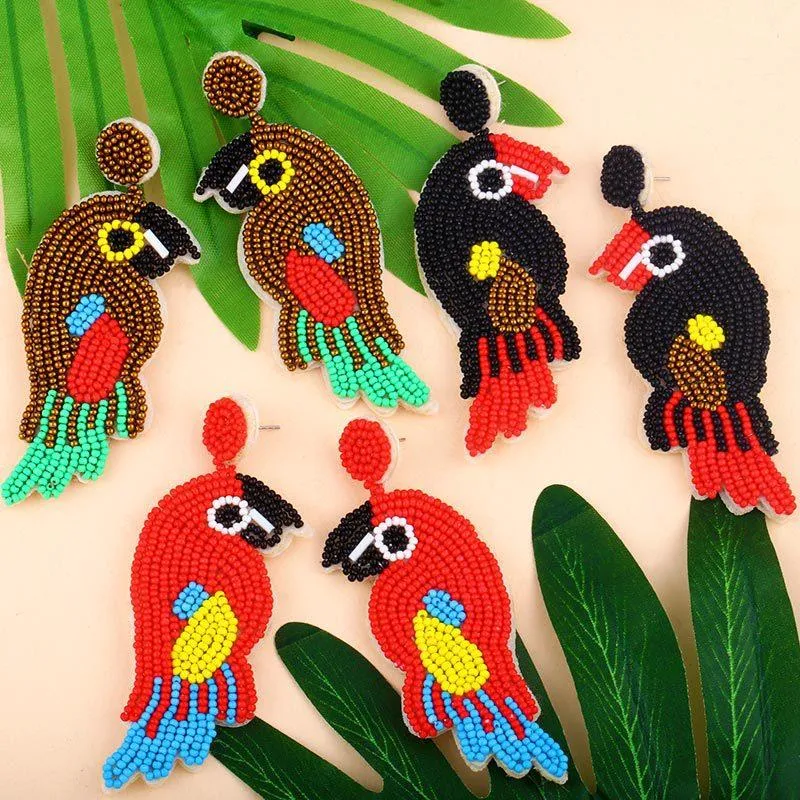 Parrot Beaded Creative Colorful Dangle Earrings For Women's