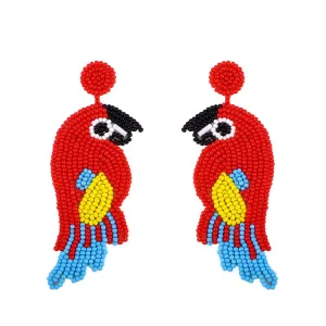 Parrot Beaded Creative Colorful Dangle Earrings For Women's