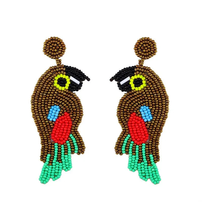 Parrot Beaded Creative Colorful Dangle Earrings For Women's