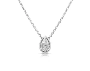 Pear-Shaped Single Solitaire Diamond Necklace -White Gold