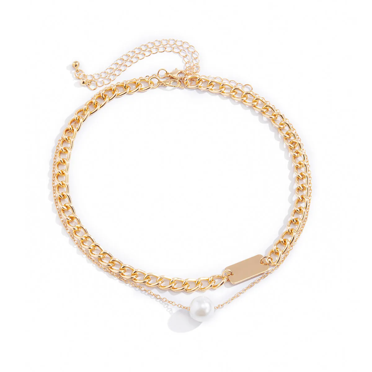 Pearl & 18K Gold-Plated Cable Chain Necklace Set