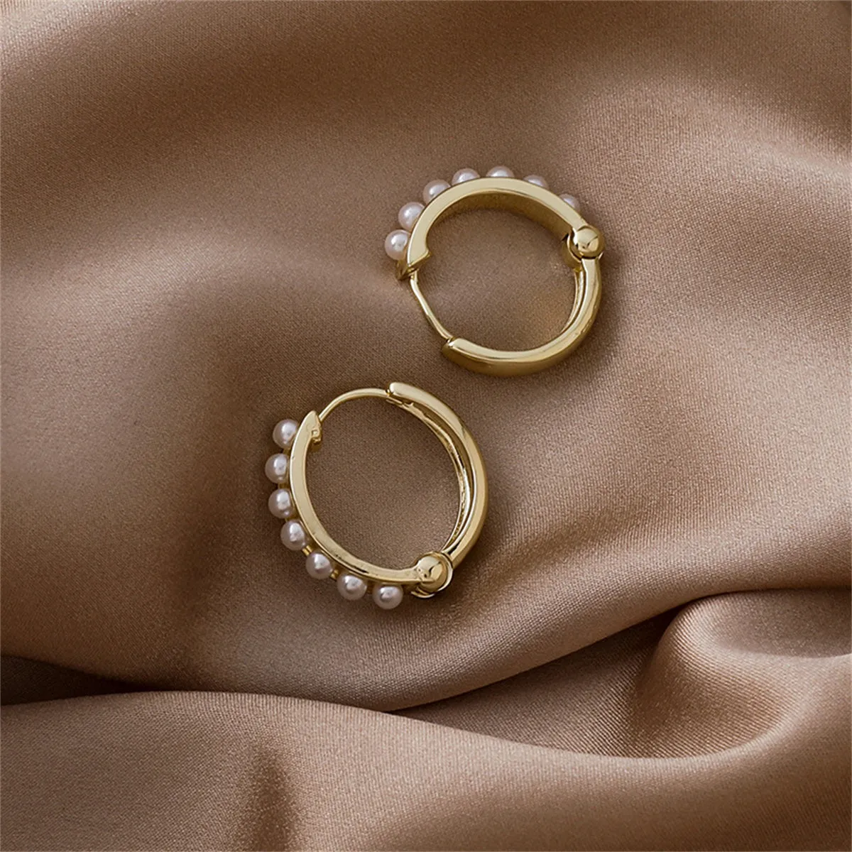 Pearl & 18K Gold-Plated Channel Huggie Earrings