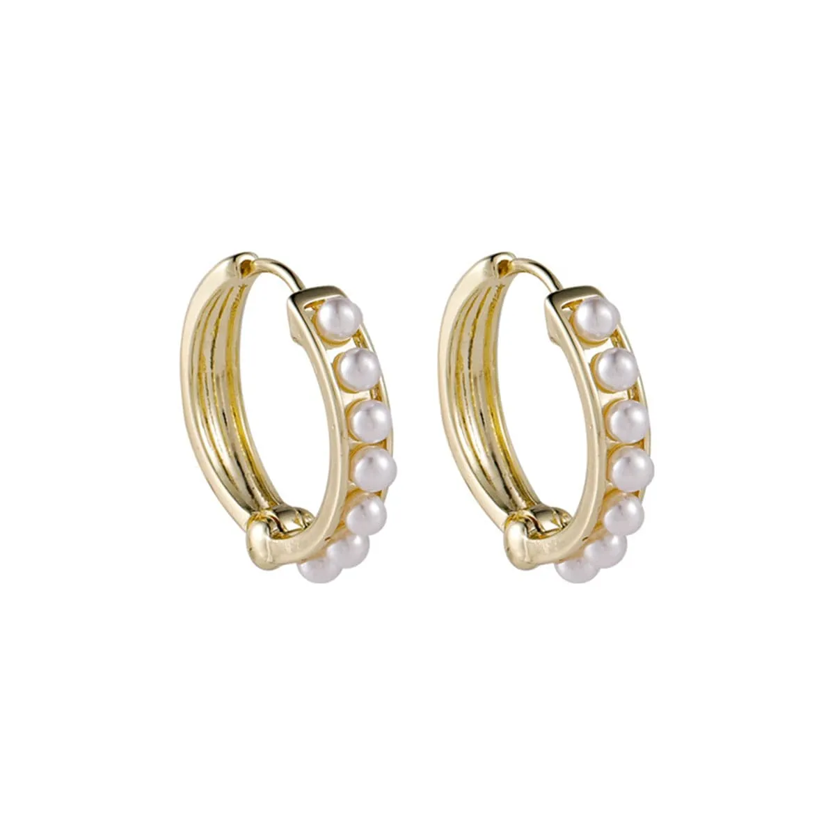 Pearl & 18K Gold-Plated Channel Huggie Earrings