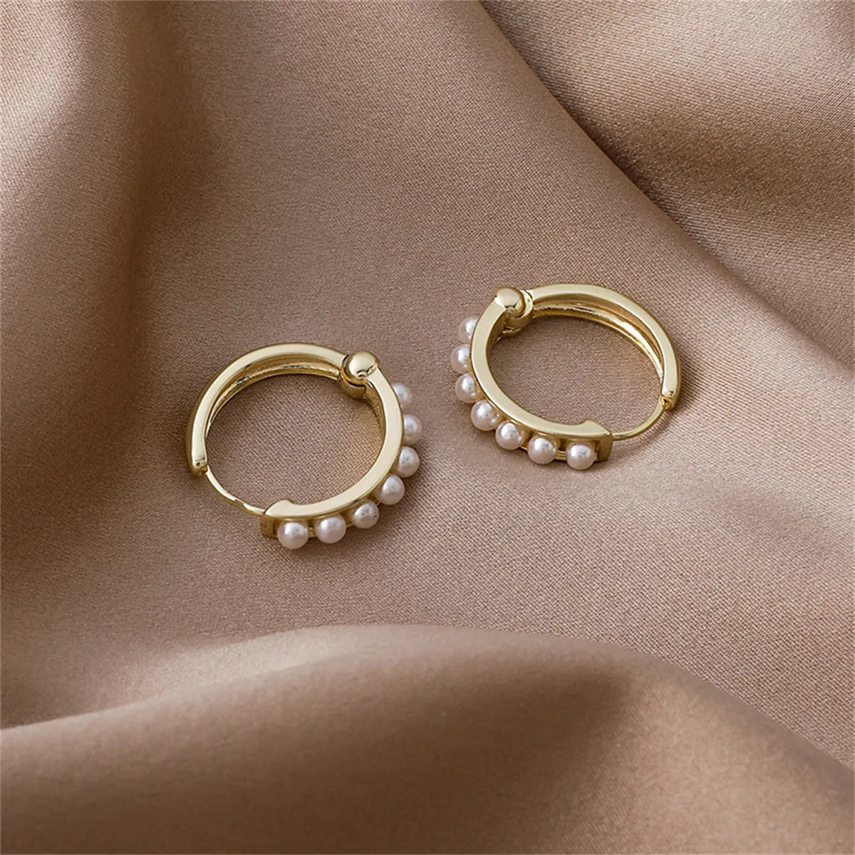 Pearl & 18K Gold-Plated Channel Huggie Earrings