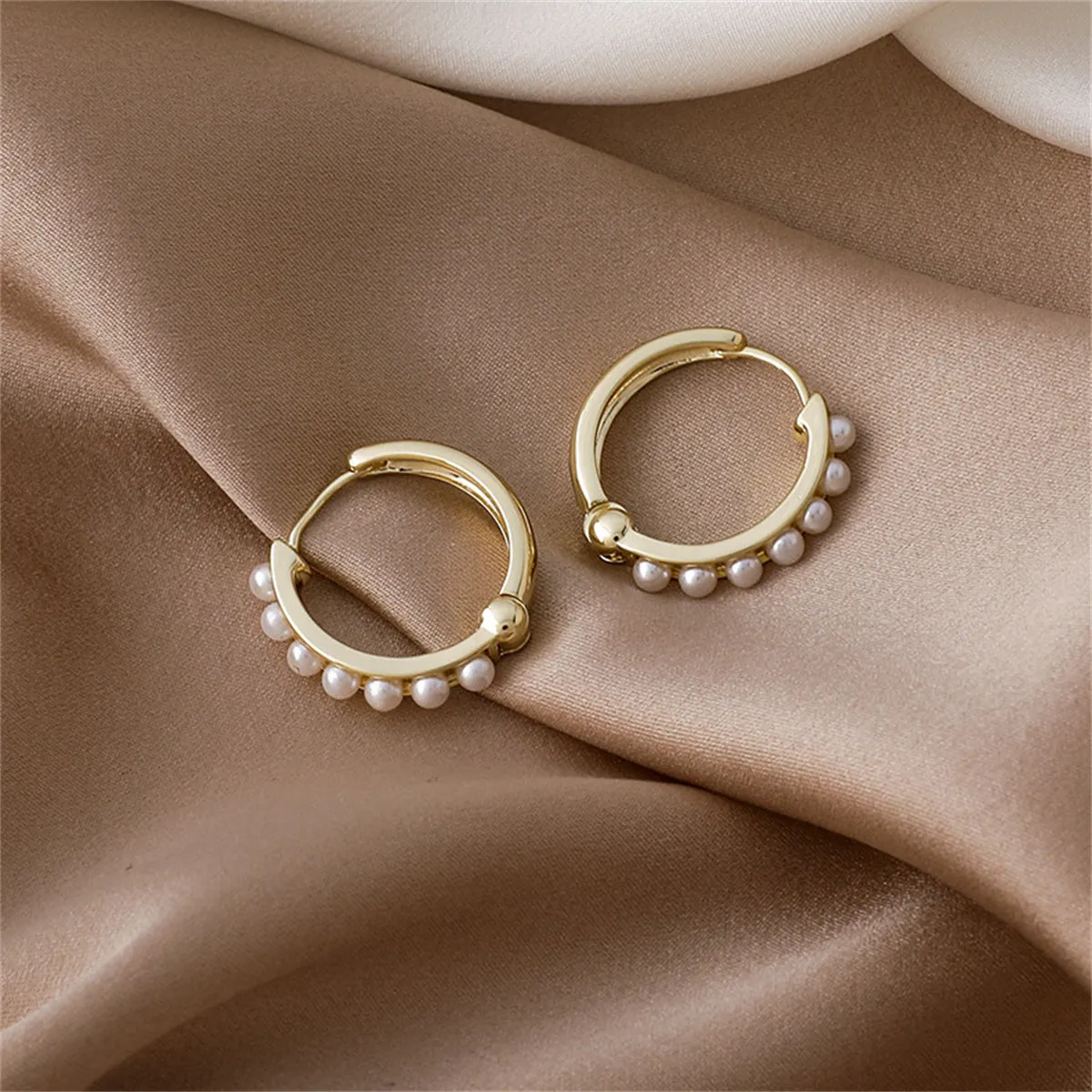 Pearl & 18K Gold-Plated Channel Huggie Earrings