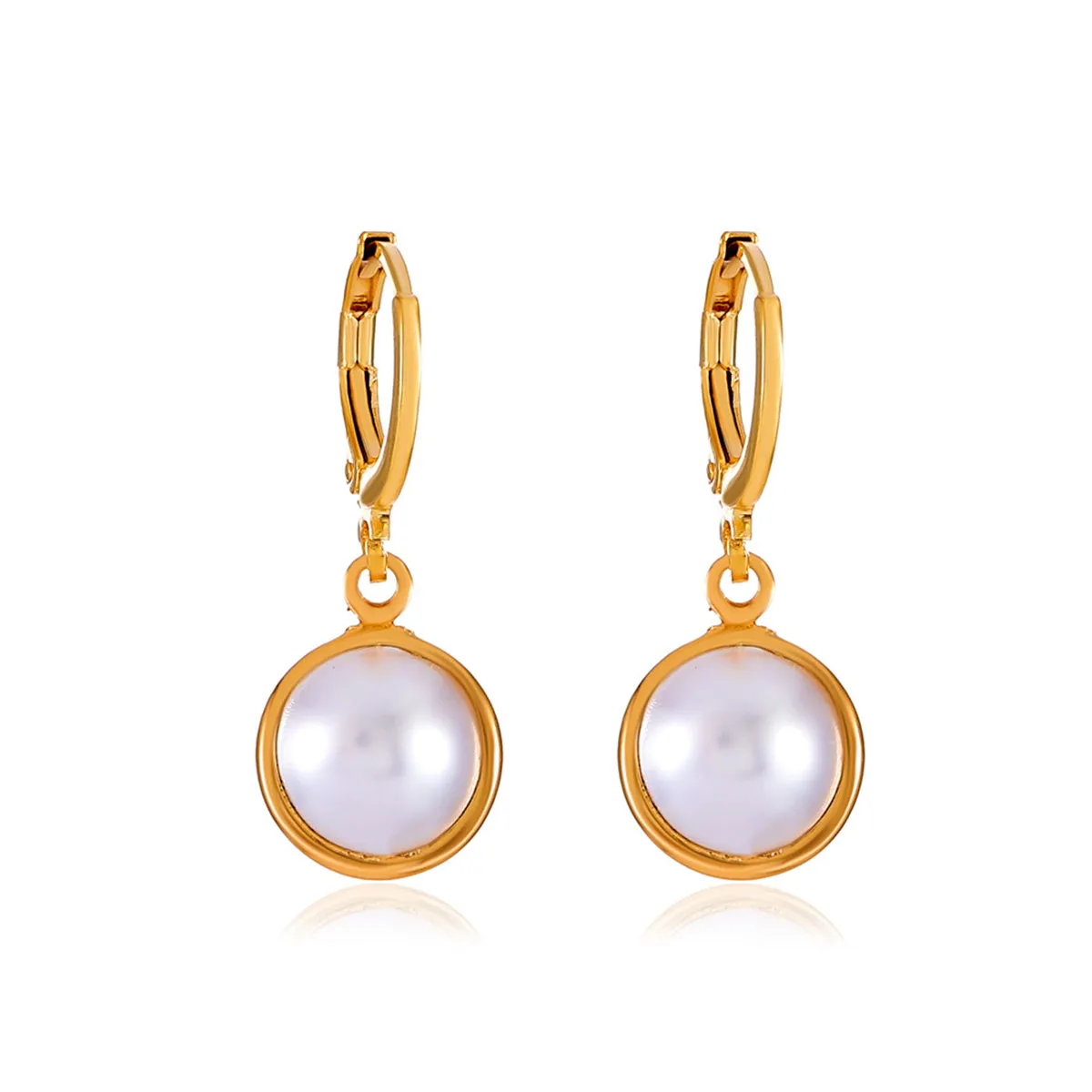 Pearl & 18K Gold-Plated Dangle Huggie Earrings