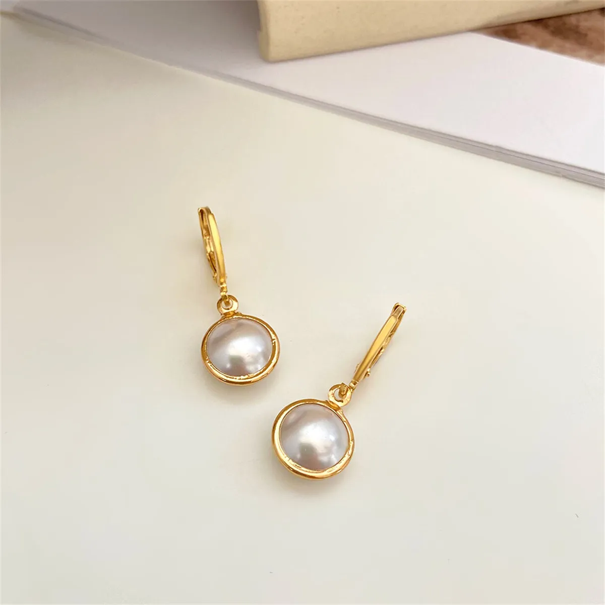 Pearl & 18K Gold-Plated Dangle Huggie Earrings