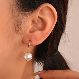Pearl & 18K Gold-Plated Dangle Huggie Earrings