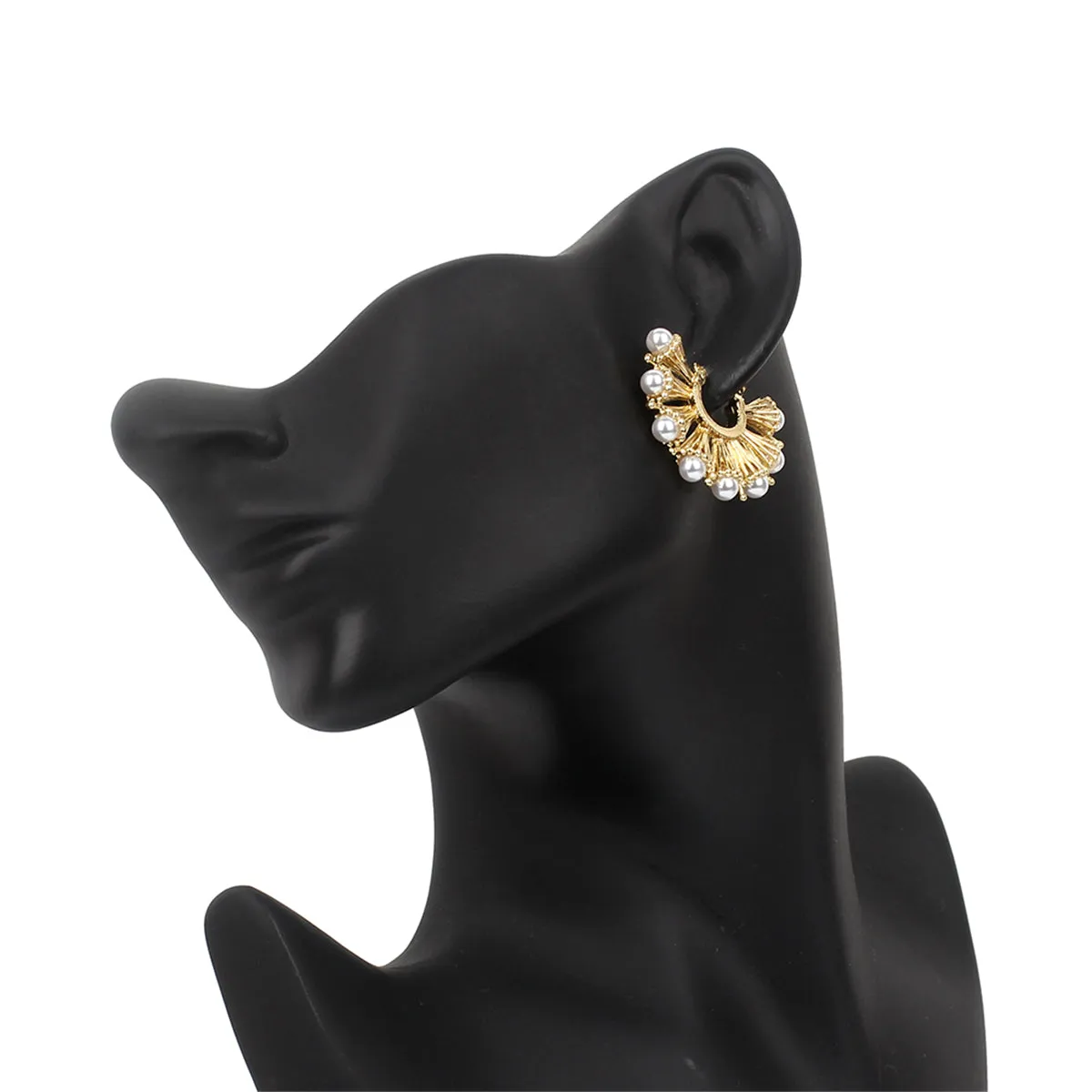 Pearl & 18K Gold-Plated Fan Hoop Earrings