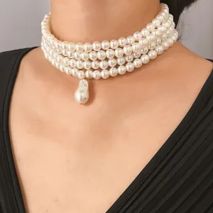 Pearl & 18K Gold-Plated Layered Choker Necklace