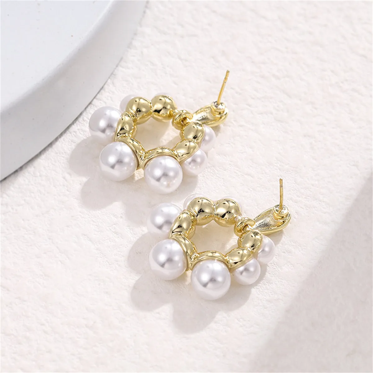 Pearl & 18K Gold-Plated Open Circle Drop Earrings