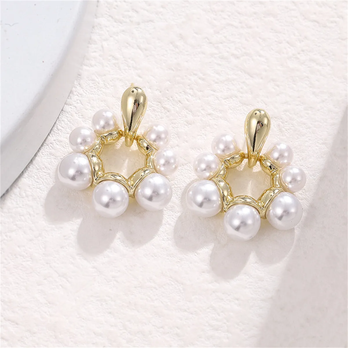 Pearl & 18K Gold-Plated Open Circle Drop Earrings