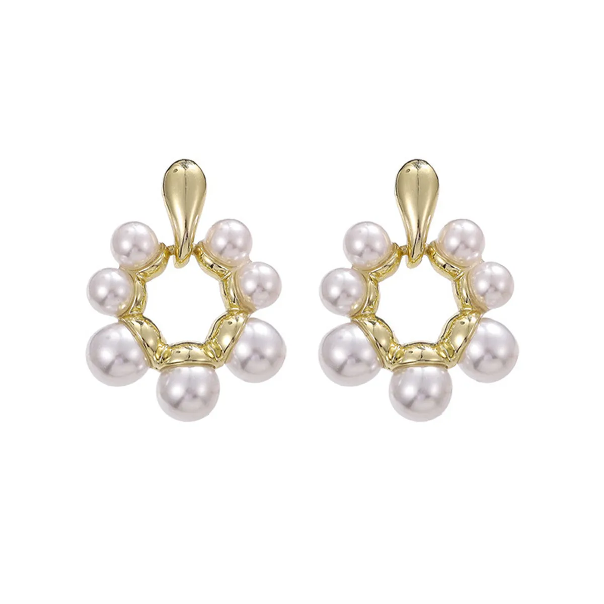 Pearl & 18K Gold-Plated Open Circle Drop Earrings