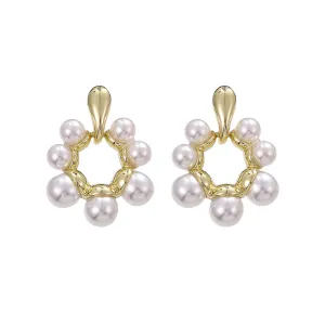 Pearl & 18K Gold-Plated Open Circle Drop Earrings