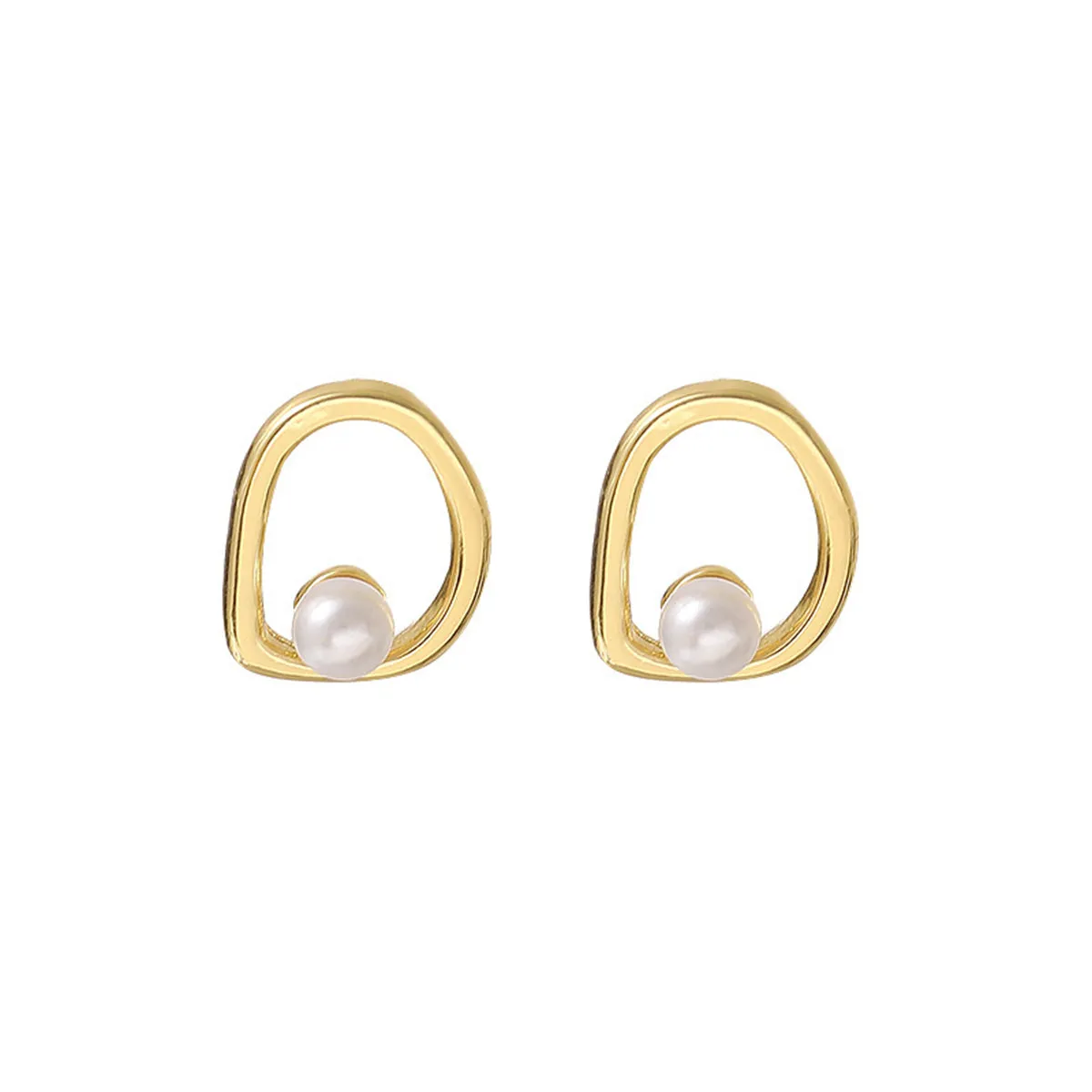 Pearl & 18K Gold-Plated Openwork Round Stud Earrings