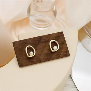 Pearl & 18K Gold-Plated Openwork Round Stud Earrings