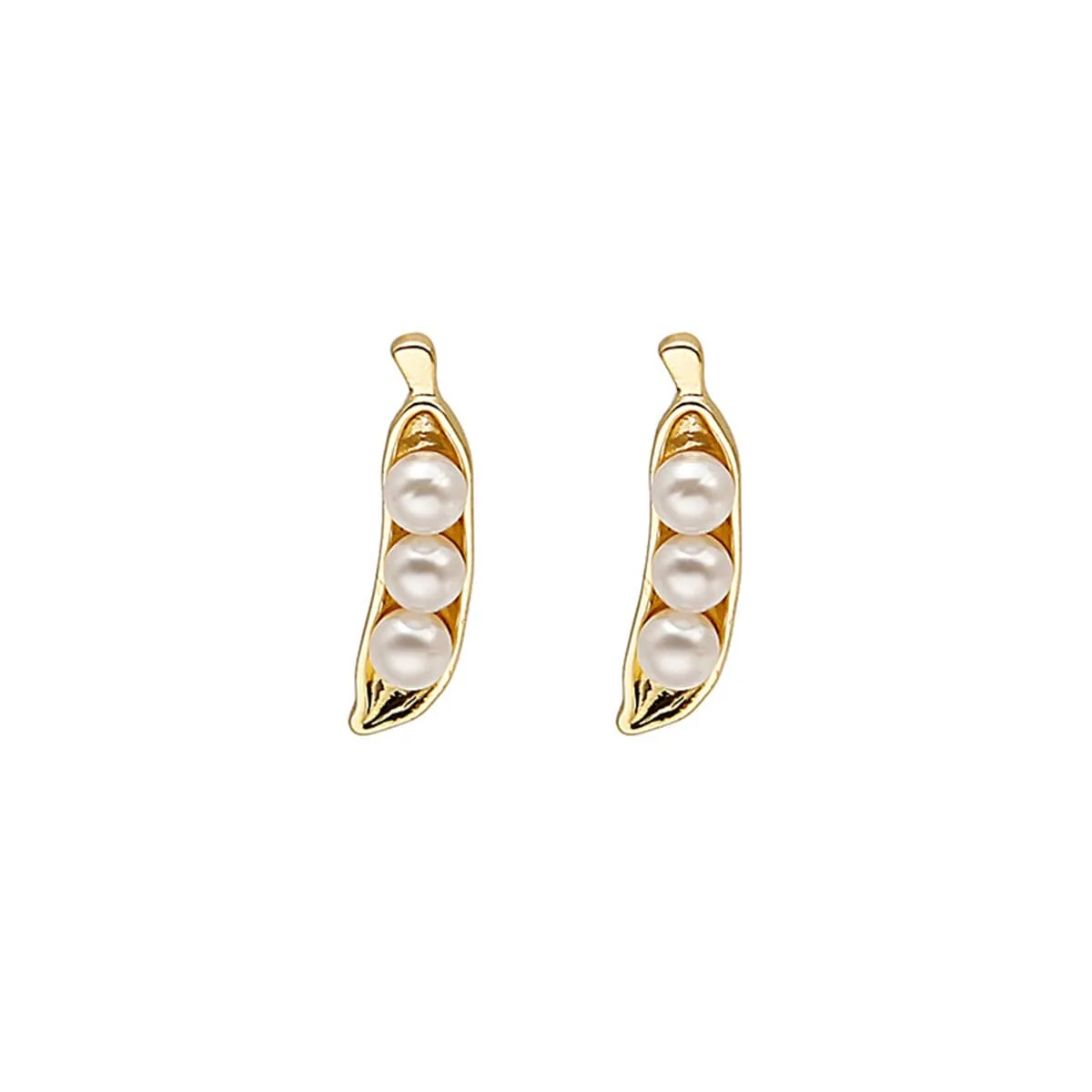 Pearl & 18K Gold-Plated Pea Pod Stud Earrings