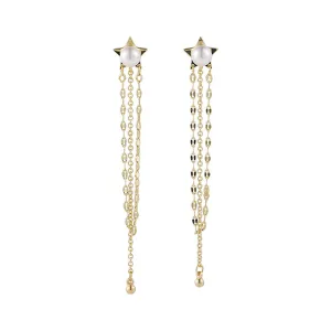 Pearl & 18K Gold-Plated Star Tassel Drop Earrings