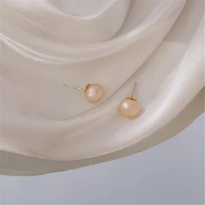 Pearl & 18K Gold-Plated Stud Earrings