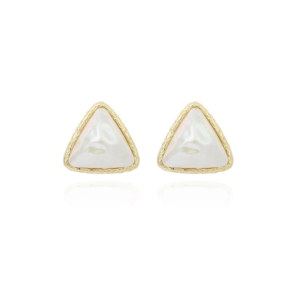 Pearl & 18K Gold-Plated Triangle Bezel Stud Earrings