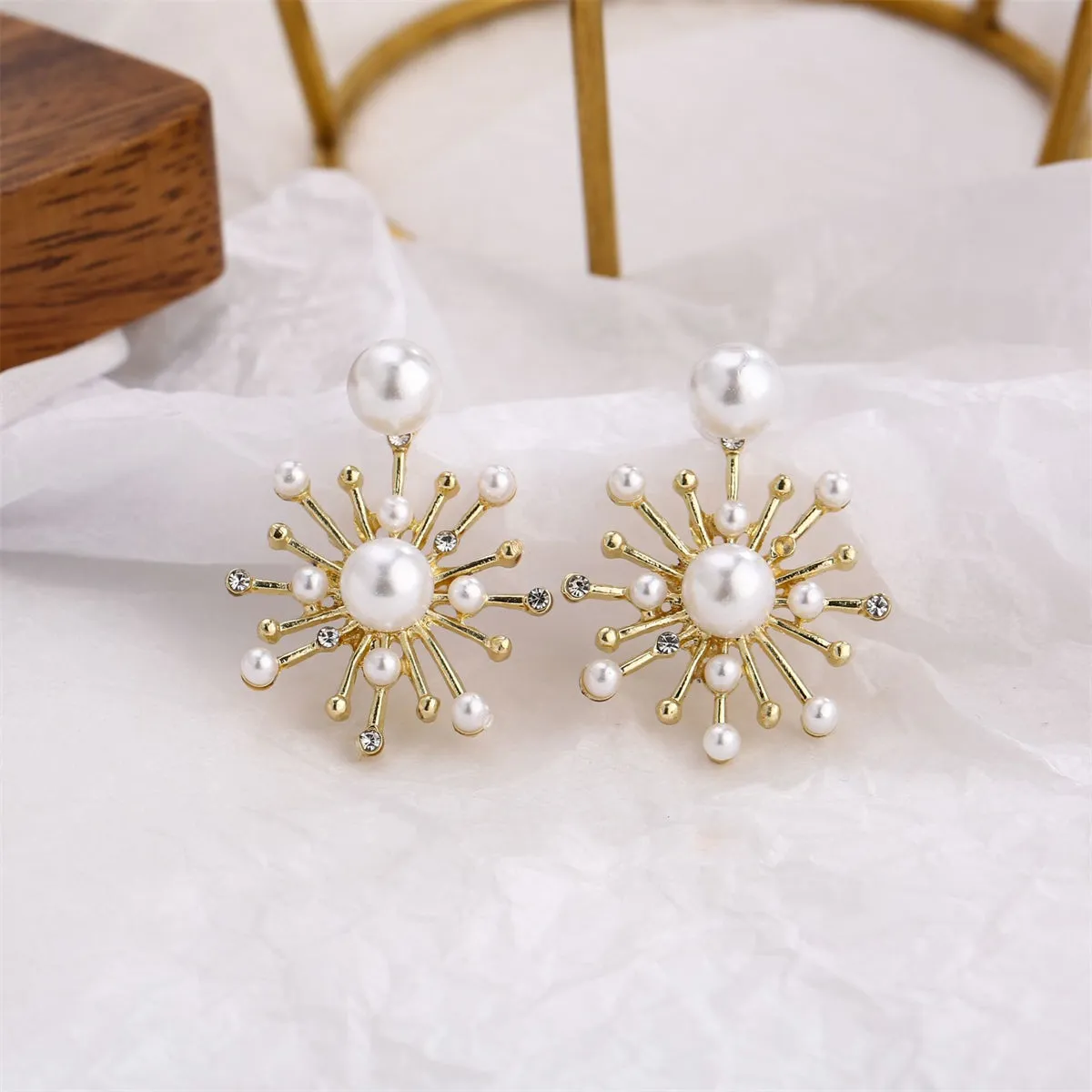 Pearl & Cubic Zirconia 18K Gold-Plated Firework Dangle Earrings