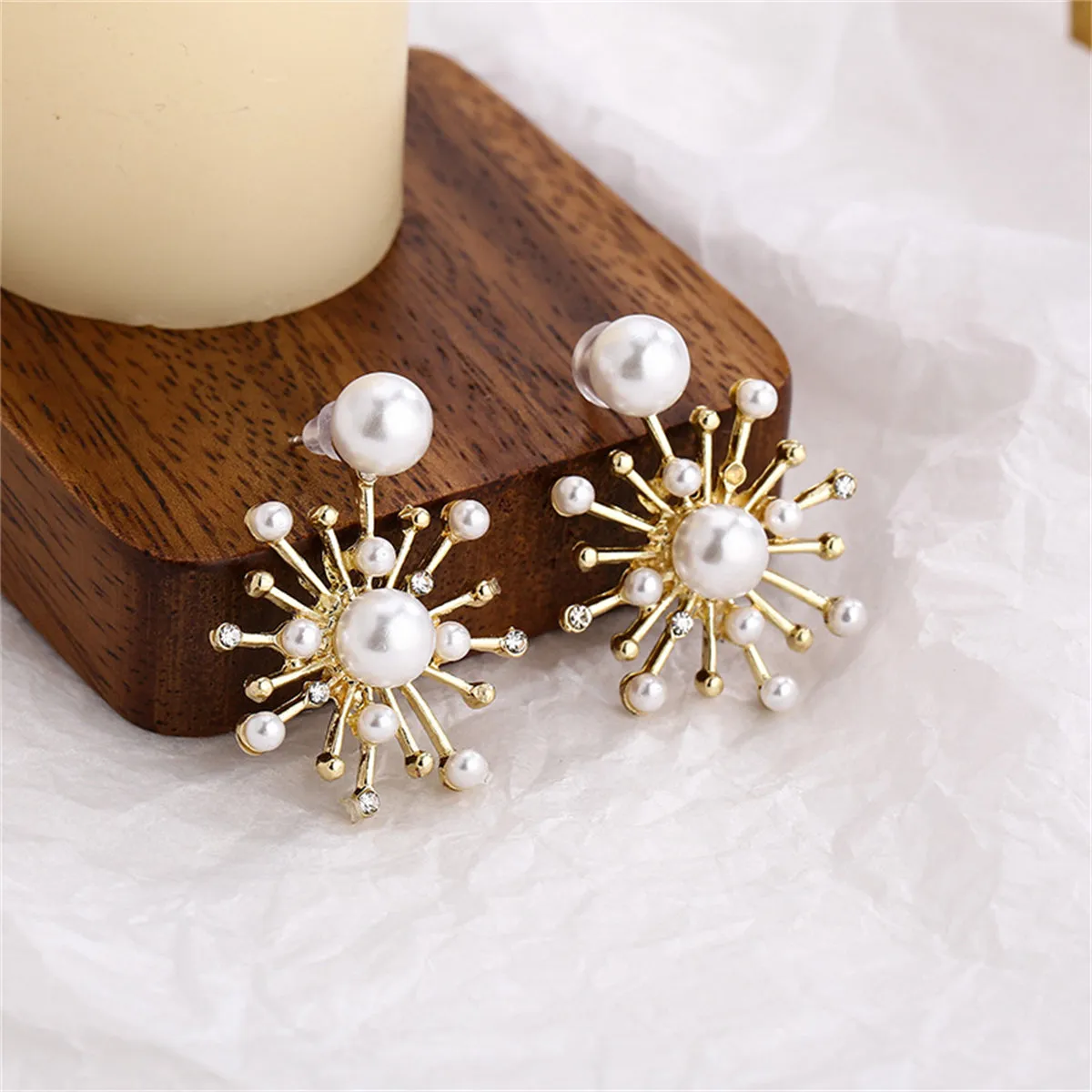 Pearl & Cubic Zirconia 18K Gold-Plated Firework Dangle Earrings